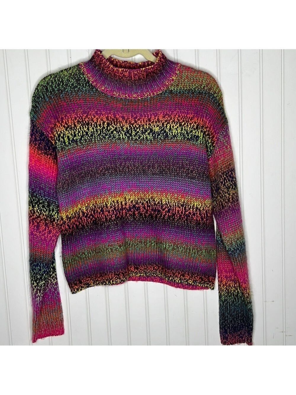 Mock Neck Colorful Sweater Size Medium